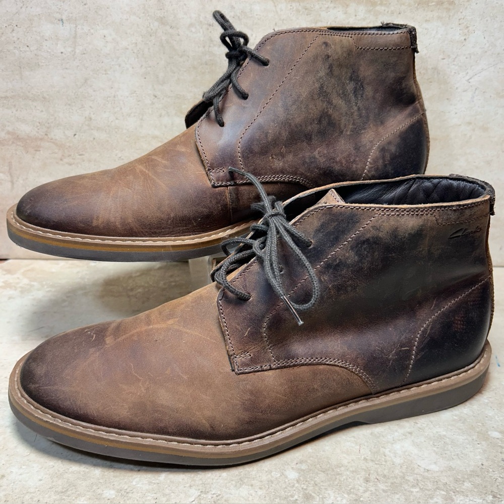 Clarks Atticus LT Mid Men’s Brown Leather Chukka Desert Boots Size 10
